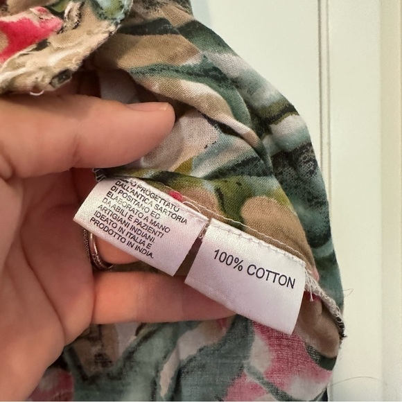 Antica Sartoria Striped Coral Print Embellished Button Down Blouse - Picture 7 of 7